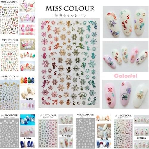WHOLESALE 100pcs Christmas New Year Nail Art Sticker Snowflake Tree Adhesive Sticker Decals for Nail Art Decoration Manicure