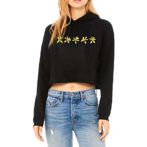 No Rain No Flowers Wildflower Printed Sexy Womens Crop Top 100%Cotton Casual Long Sleeve Hooded Tops Wildflower Lover Hoodies