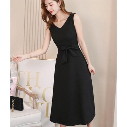 Dress women vestidos dresses summer sleeveless v-neck femme black