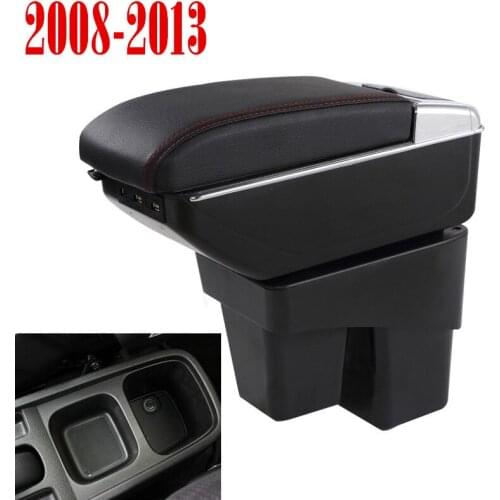 For Honda Fit Jazz 2nd generation armrest box central Store content Storage box with cup holder ashtray USB interface 2008-2013