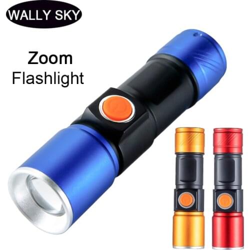 Portable Mini Zoom Fashlight USB Rechargeable 3 Lighting Mode LED Torch Lamp for Outdoors Camping Hiking Night Lighting Lamp