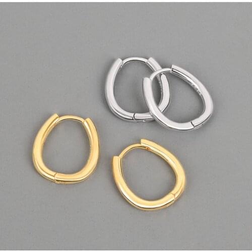 VENTFILLE 925 Sterling Silver Oval Hoop Earrings For Women Simple Temperament Earring Korean Design Jewelry