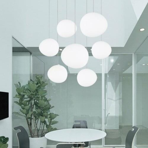 Modern White Pebbles LED Pendant Lights Nordic Dining Room White glass ball Pendant Lamp Shopping Cafe Decor Lighting Luminaires