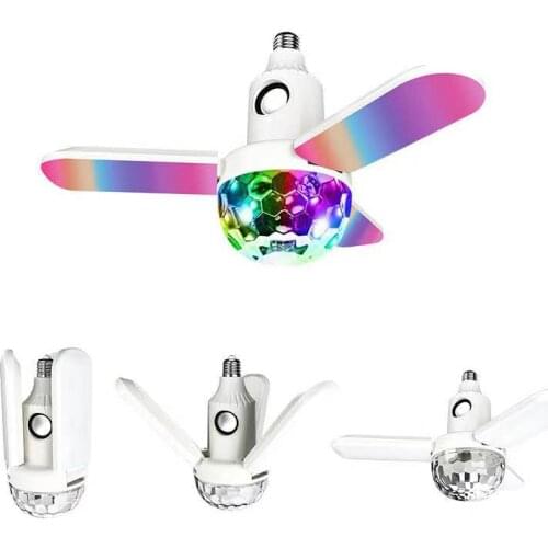 AC85-265V E27 LED bluetooth speaker light RGB folding blade light bulb night light 32W music atmosphere light with controller