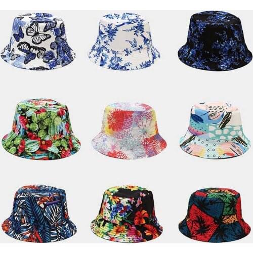 Unisex Bucket Hats for Women Men Summer Hat Vintage Print Sunscreen Sun Hat Panama Caps Fisherman Cap Sunshade Cap Casquette