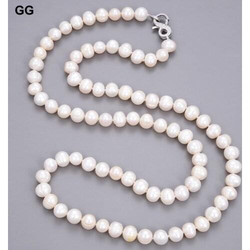 GuaiGuai Jewelry 33" 10-11mm Natural White Pearl Necklace