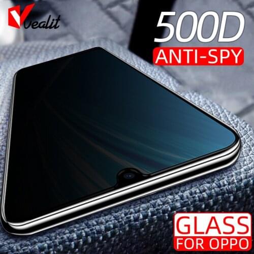 500D Full Privacy Screen Protector for OPPO A9 A5 2020 A91 A92 A93 A73 A72 A53 A52 A32 A12 Reno 5 4 3 2z Anti Spy Tempered Glass