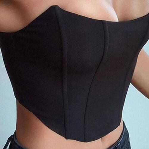 Women Cropped Top Off Shoulder Solid Color Backless Sleeveless Satin Tube Top Women Super-short Tanks
