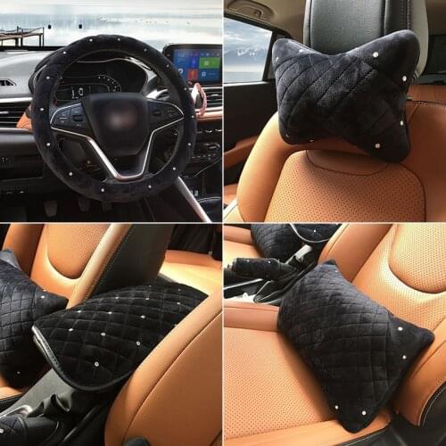 Car Steering Wheel Cover Winter Plush Car Neck Waist Pillow Universal Car Styling Headrest Interior Accessories