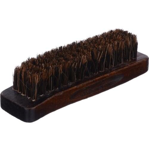 1pc Practical Brown Wood Horse Hair Shoe Brush Polish Natural Soft Polishing Tools Cleaning Buffing Brush for Boots and Shoes