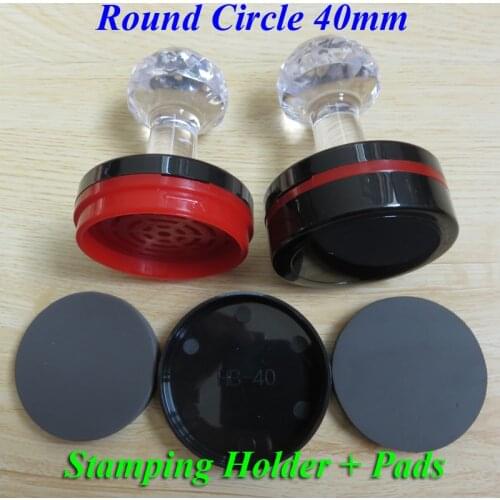 10Pcs 40mm Round Circle Diameter Stamp Shell Holder +Rubber Pad Photosensitive Portrait Flash Selfinking Stamping Making Seal