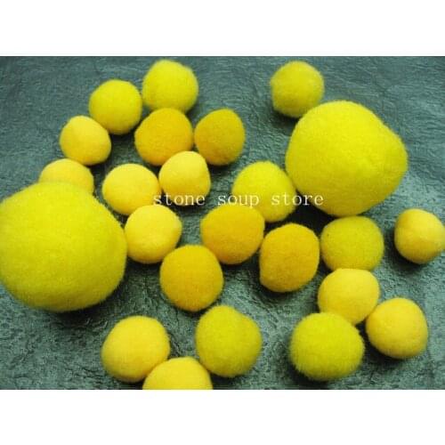 15-100pcs Yellow Polyester Plush Balls Pompon Flowers Diy decor Clothing accessories Christmas crafts Kids toys