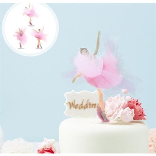 3 Sets Ballerina Cake Toppers Party Cake Decoration Creative Dessert Ornament