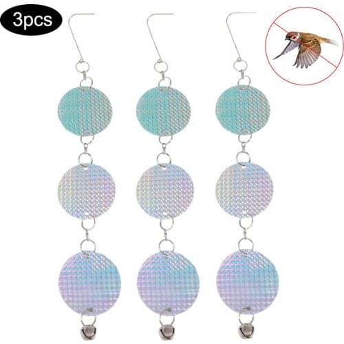3pcs Double Sided Bird Repellent Discs Holographic Reflective Scare Birds Away Bird Pigeons Repellent Hanging Reflectors For