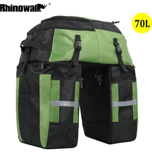 Rhinowalk 3 IN 1 Bicycle Rear Rack Seat Trunk Bag 70L MTB Road Bike Multifunctional Luggage Carrier Bag 3 Colors with Rain Cover