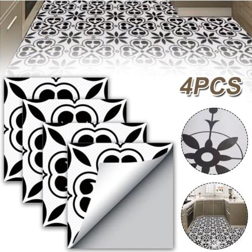 4PCS Floor Tile Peel and Stick Tile Stickers Wall Sticker Self-Adhesive Waterproof Floor Decals for Bedroom Kitchen Bathroom