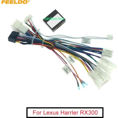 FEELDO Car Audio 16pin Wiring Harness With Canbus Box For Lexus Harrler RX300 Stereo Installation Wire Adapter