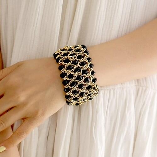 HAHATOTO Luxury 6MM Crystal Beads Strands Elastic Bracelet Handmade Bangle for Women Girls Blingbling Crystal Bracelets