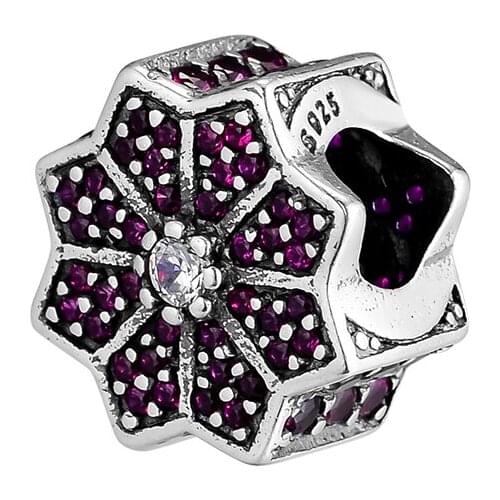 CKK 925 Sterling Silver Jewelry Poinsettia, Red Charms Fashion Beads Fits Bracelets For Jewelry Making