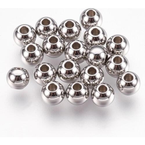 Fashewelry 50pcs 6mm 304 Stainless Steel Spacer Beads Round Loose Beads for Bracelet Making DIY Jewelry Findings Accessories