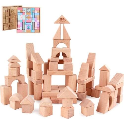 Log Colorful Wood Rainbow Castle Building Block Toys Children Montessori Educational Geometric Block Toys Baby Wood Blocks Gifts