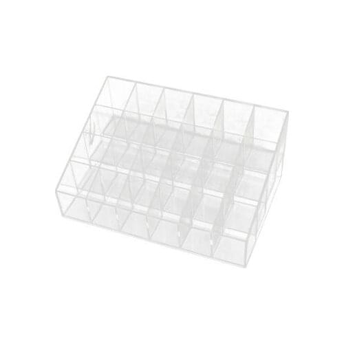 16.5cmx11cm Plastic Clear 24 Slots Display Holder Brush Lipstick Rack Organizer