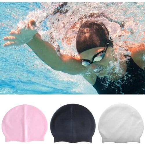 Elastic Silicone Waterproof Swim Cap Elastic Put on Easily Silicone Silicone Swimcap Long Hair for Training