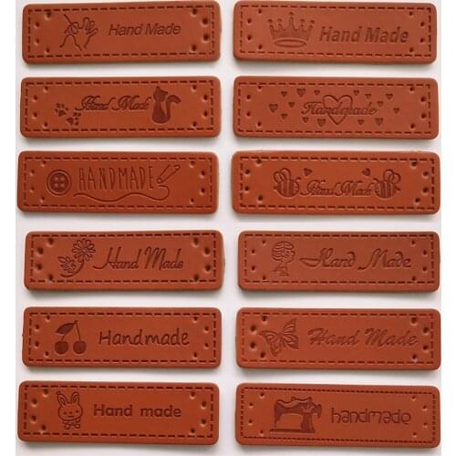 20 pcs Handmade Labels Tags Clothes Garment Leather Hand Made Jeans Bags Shoes DIY Sewing Supplies Wholesale