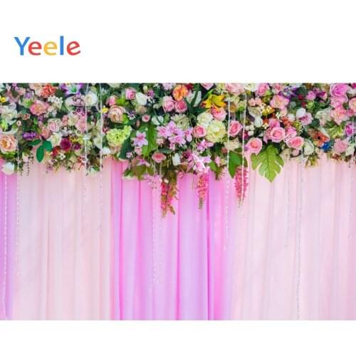 Yeele Colorful Flowers Green Leaves Curtain Wedding Photography Backgrounds Customized Photographic Backdrops for Photo Studio