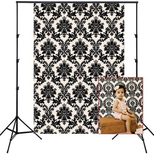 HUAYI Photography Backdrop Black Damask Wall Photo Booth Background Customize Newborns Child Birthday Studio Backdrop Z-12