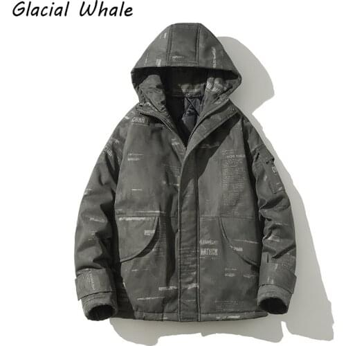 GlacialWhale Down Jacket Men 2021 Cargo Winter Jacket Hooded Windproof Coat Streetwear Waterproof Hip Hop Casual Jacket For Men