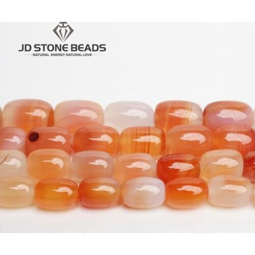 JD Stone Beads Free Shipping Natural Red Agate Drum Barrel Shape Beads Semi-Finished Handmade Bracelet Beads Accessory