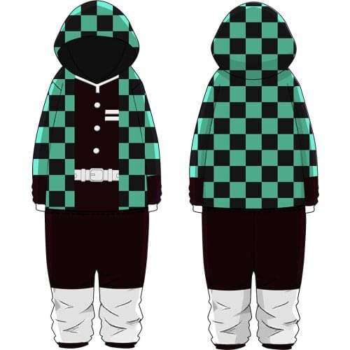 Demon Slayer Kimetsu no Yaiba Kamado Tanjirou Cosplay Costume Pajamas Robe Kamado Nezuko Suit