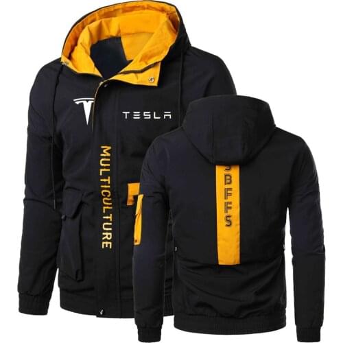 TESLA Personality Wild Men Zipper Winter Spring Autumn Printing Hooded Jackets Male Outwear Leisure