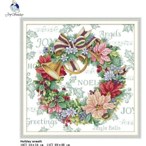 Joy Sunday Holiday Wreath Patterns Counted Cross-stitch DMC 11CT 14CT Handwork Beginner Cross Stitch Kit Embroidery Needlework