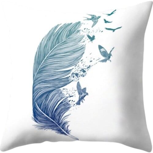 Pillowcase Feather Printed Cushion Cover Bed Room Throw Pillow Cover Sofa Car Decorative