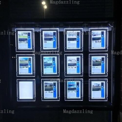12PCS 11"X14" One Side Vertical Suspended LED Light Pocket for Real Estate Window Displays - Cable Suspended Poster Display Kits