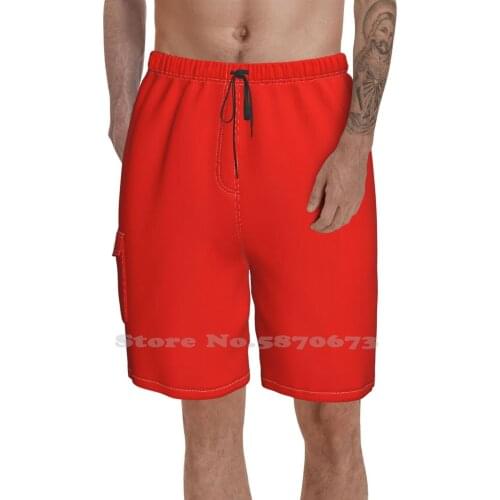 Plain Solid Fluorescent Red- Neon Red - 100 Shades Of Red On Ozcushions Sports Fitness Swimming Shorts Red Bright Fluorescent