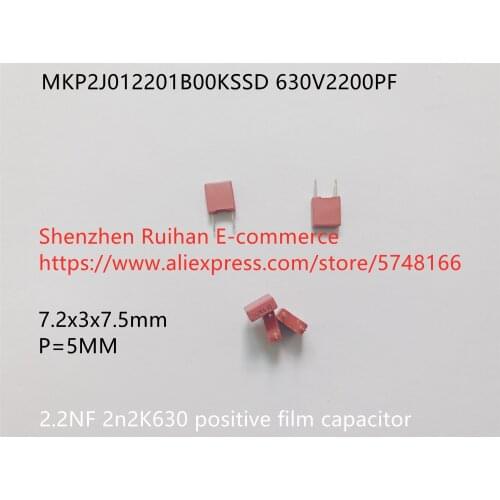 Original new 100% MKP2J012201B00KSSD 630V2200PF 2.2NF 2n2K630 positive film capacitor 7.2x3x7.5mm P=5MM (Inductor)