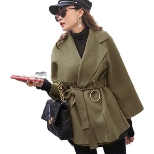 Fashion Woolen coat womens short section 2020 autumn winter new style waist temperament double-sided woolen jacket cothes top