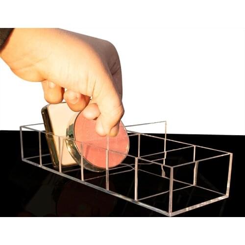 Plastic Adjustable Eye Shadow Organizer Powder Makeup Storage Box Clear 6 Slots Cosmetic Organizer Escritorio