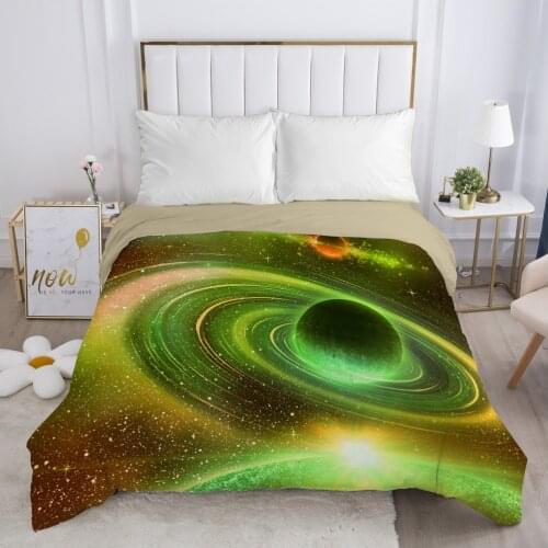Galaxy Duvet cover Quilt/Blanket/Comfortable Case Double King Bedding 240*220 240x260 Black for Home green