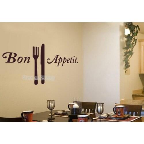 Bon Appetit Tableware Wall Sticker PVC Non-toxic Decal Living Room Dining Room Kitchen Art Home Decor Vinilos Paredes New LA348