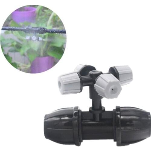 20PCS Grey Cross Misting Sprinkler With 3/8"Lock Tee Garden Irrigation Dripper Micro Sprayer Mist Nozzle For 3/8"Tube(ID 8mm)