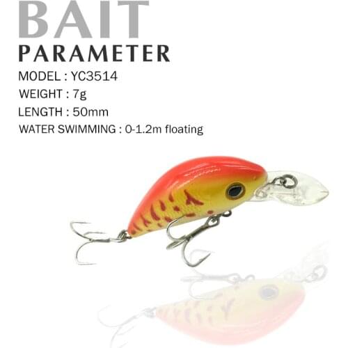 Fishing Lure 50mm 7g 0-1.2m Floating Swimbait Crankbaits Hard bait Fishing Tackle Artificial Bait Hard Popper 3D Eyes