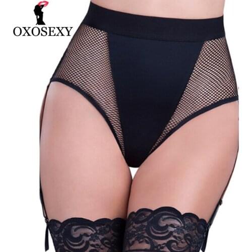 M xxxl high waist mesh black red sexy women underwear plus size garter belt briefs suspender sheer garters for stockings 551