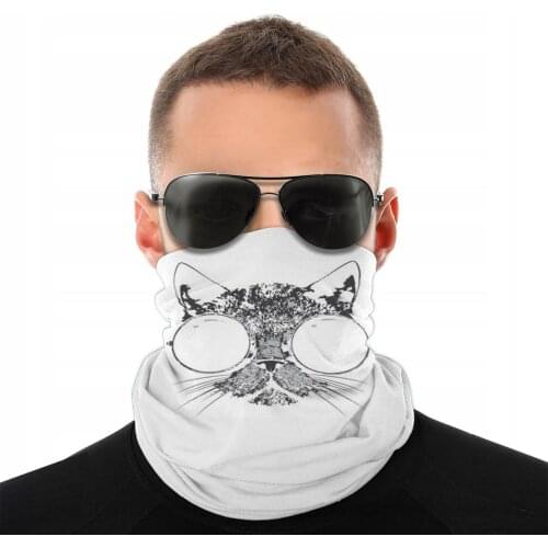 Cat With Glasses Scarf Half Face Mask Men Women Fashion Tube Mask Neck Bandanas Multi-functional Headwear Outdoor Hiking