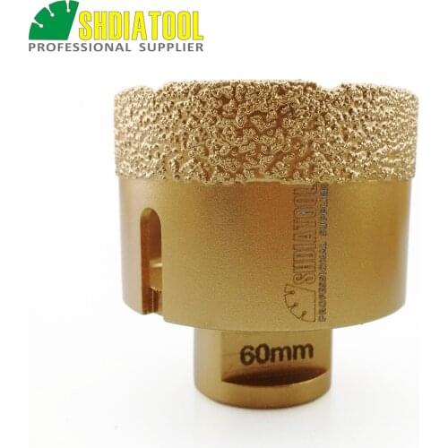 SHDIATOOL Diameter 60mm Vacuum brazed diamond drilling bits 15MM diamond height drill bit granite, marble hole saw