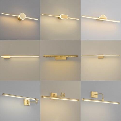 Post-modern Copper Led Wall Light Nordic luxury headlight toilet Dresser Vanity Cabinet lamp bathroom bedroom Wall light