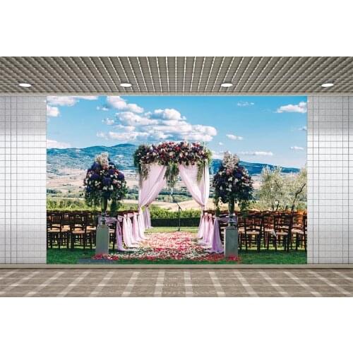 Lyavshi Photography Background Romantic Flowers Gauze Door Outside Wedding Fotografia Backgrounds Vinyl for Photo Studio Props